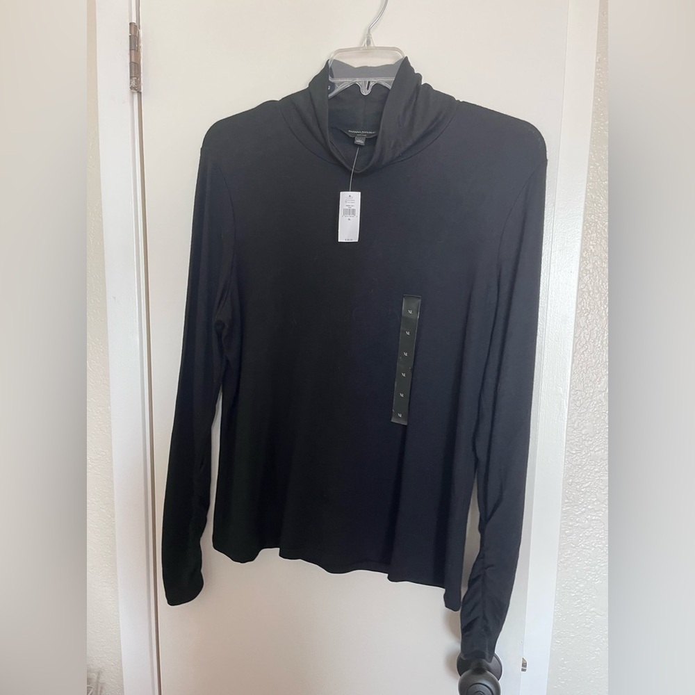 Banana Republic Black Long-Sleeve Turtleneck Top NWT
